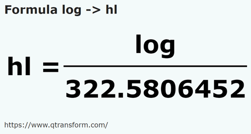 formula Logs to Hectoliters - log to hl