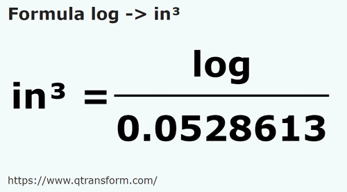 formula Logues em Polegadas cúbica - log em in³