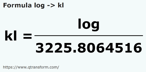 formula Log kepada Kiloliter - log kepada kl