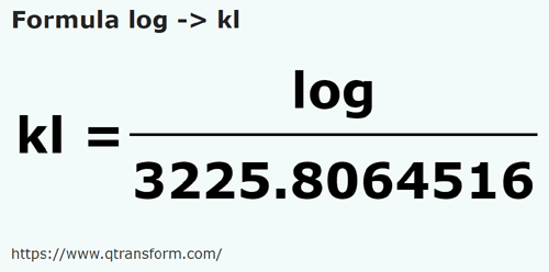 formula Logs a Kilolitros - log a kl