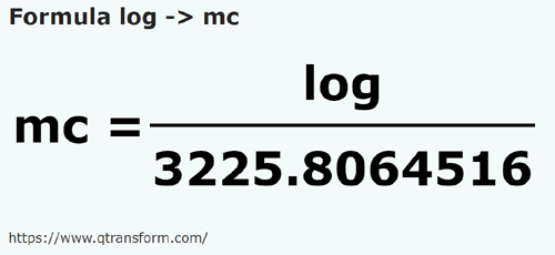 formula Logy na Metry sześcienne - log na mc