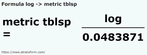 formula Лог в Метрические столовые ложки - log в metric tblsp