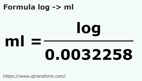 formulu Log ila Mililitre - log ila ml