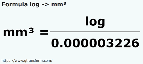 umrechnungsformel Log in Kubikmillimeter - log in mm³
