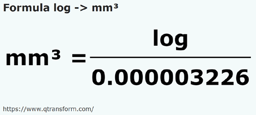 formula Logs to Cubic millimeters - log to mm³