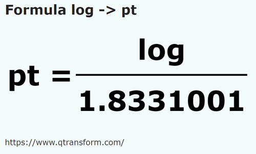 formula Logs to UK pints - log to pt