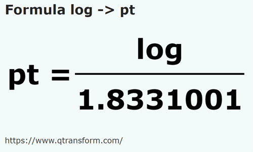 umrechnungsformel Log in Britische Pinten - log in pt