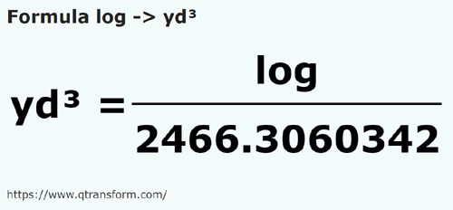 formula Logues em Jardas cúbicos - log em yd³