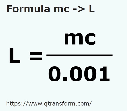 formula Metri cubi in Litri - mc in L