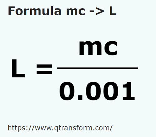 formula Metros cúbicos a Litros - mc a L