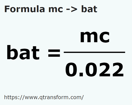 formula Metros cúbicos a Bato - mc a bat