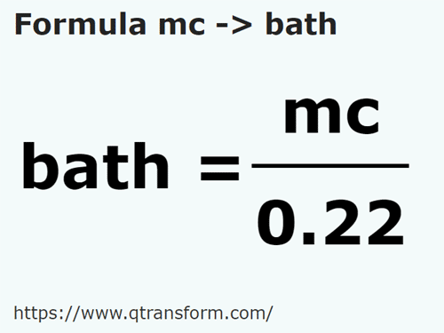formula Metros cúbicos a Homeres - mc a bath