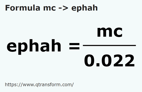 formula Metros cúbicos a Efás - mc a ephah
