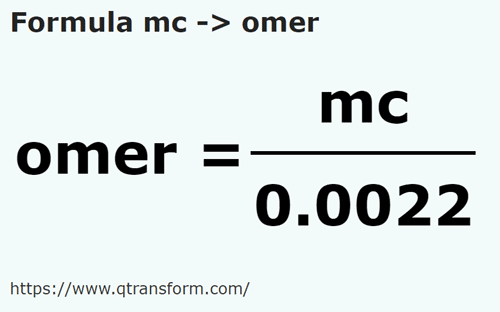 umrechnungsformel Kubikmeter in Gomer - mc in omer
