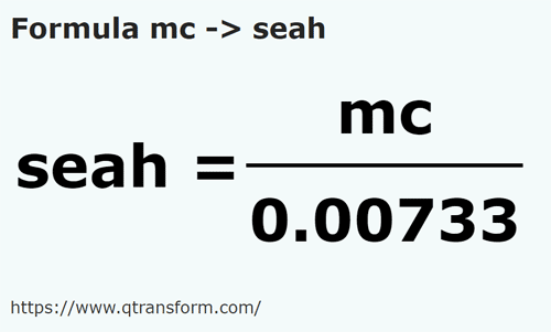 formula Cubic meters to Seah - mc to seah