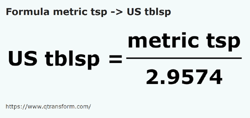 formula Метрические чайные ложки в Столовые ложки (США) - metric tsp в US tblsp