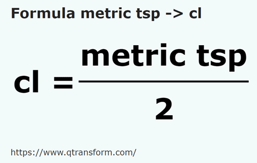 formula Cucharaditas métricas a Centilitros - metric tsp a cl