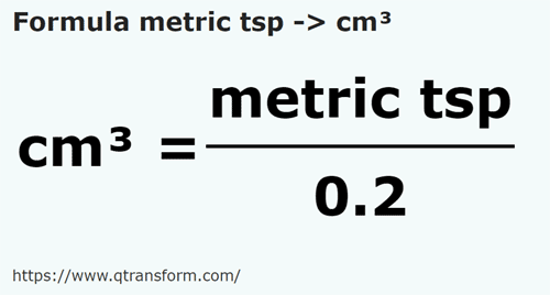 formula Метрические чайные ложки в кубический сантиметр - metric tsp в cm³