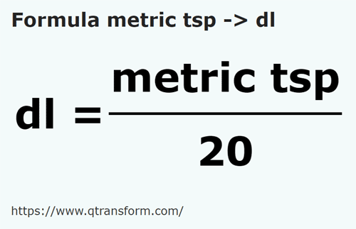 formula Camca teh metrik kepada Desiliter - metric tsp kepada dl