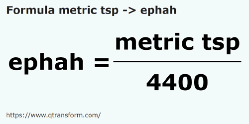 formula Метрические чайные ложки в Ефа - metric tsp в ephah