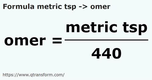 formula Cucchiai da tè in Omer - metric tsp in omer