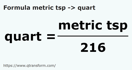 formula Metric teaspoons to Quarts - metric tsp to quart