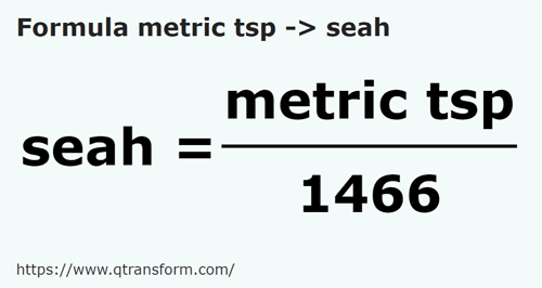 formula Метрические чайные ложки в Сата - metric tsp в seah