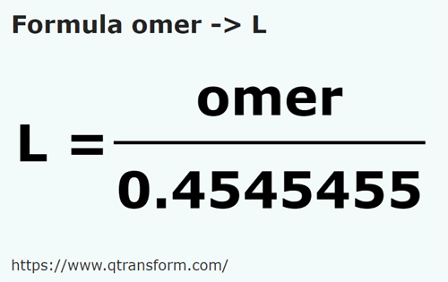 formula Omer kepada Liter - omer kepada L