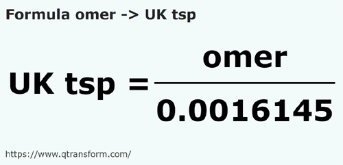 formula Omer a Cucharaditas imperials - omer a UK tsp