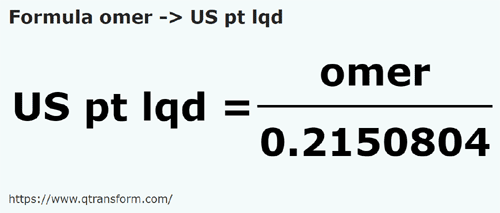 formule Gomer naar Amerikaanse vloeistoffen pinten - omer naar US pt lqd