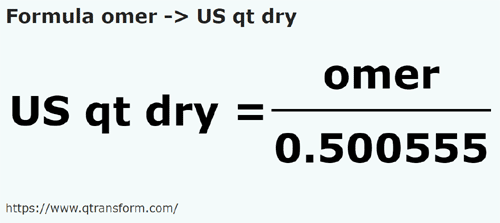 formule Omers en Quarts américains sec - omer en US qt dry