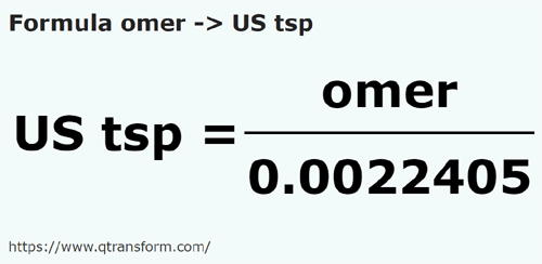 formula Omer a Cucharaditas estadounidenses - omer a US tsp