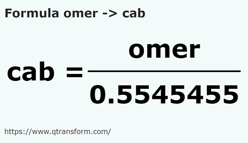 umrechnungsformel Gomer in Kabe - omer in cab