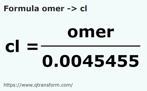 formula Omer kepada Sentiliter - omer kepada cl
