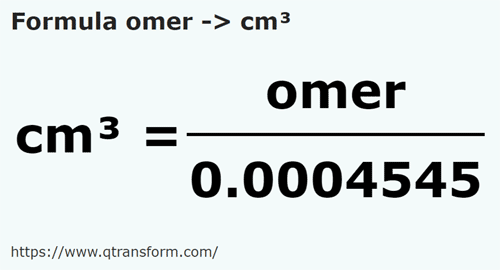 formule Omers en Centimètres cubes - omer en cm³