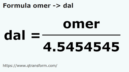 formula Gomors em Decalitros - omer em dal