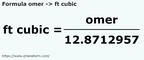formula Gomors em Pés cúbicos - omer em ft cubic
