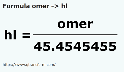 formula Omers to Hectoliters - omer to hl