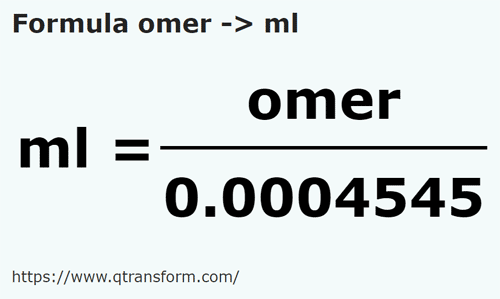 formula Omer kepada Mililiter - omer kepada ml