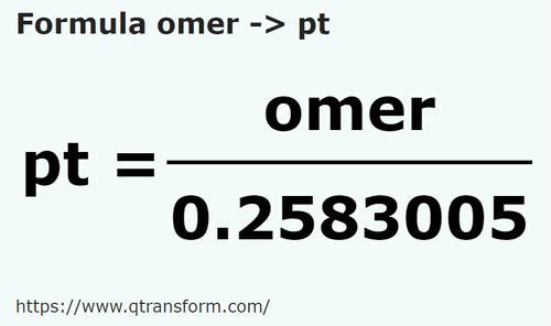 formula Omers to UK pints - omer to pt