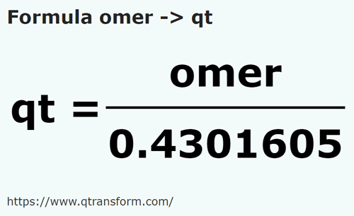 formula Omers to US quarts (liquid) - omer to qt