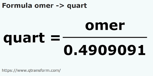 formula Omers to Quarts - omer to quart
