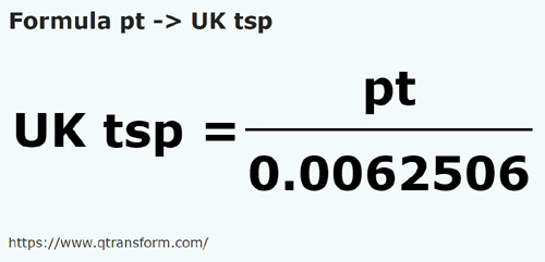 formula Pintos britânicos em Colheres de chá britânicas - pt em UK tsp