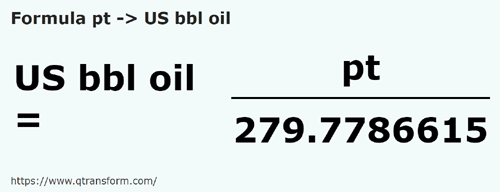 formula Pinte britanice in Barili di petrolio - pt in US bbl oil