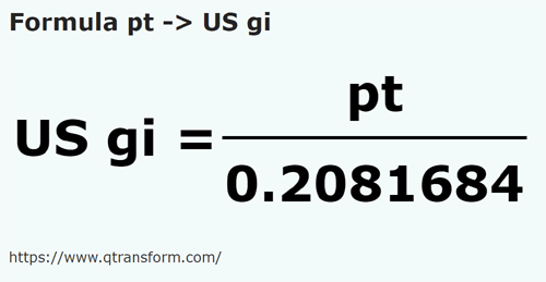 formula Pintas imperial a Gills estadounidense - pt a US gi