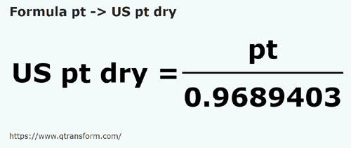formula UK pints to US pints (dry) - pt to US pt dry