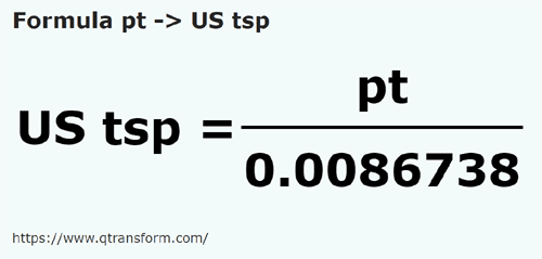 formula Британская пинта в Чайные ложки (США) - pt в US tsp