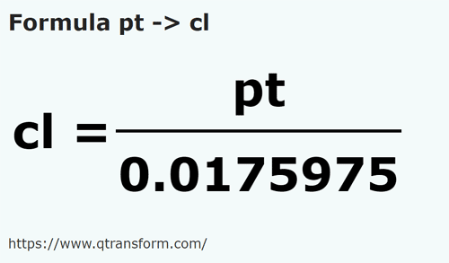 formula Британская пинта в сантилитр - pt в cl