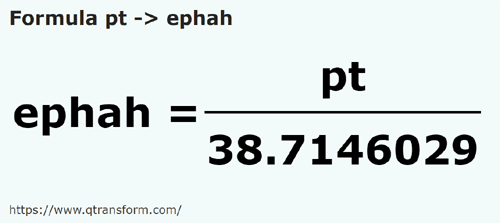 formula Британская пинта в Ефа - pt в ephah