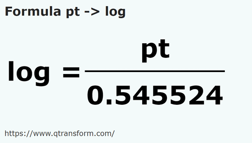 formula Pint British kepada Log - pt kepada log